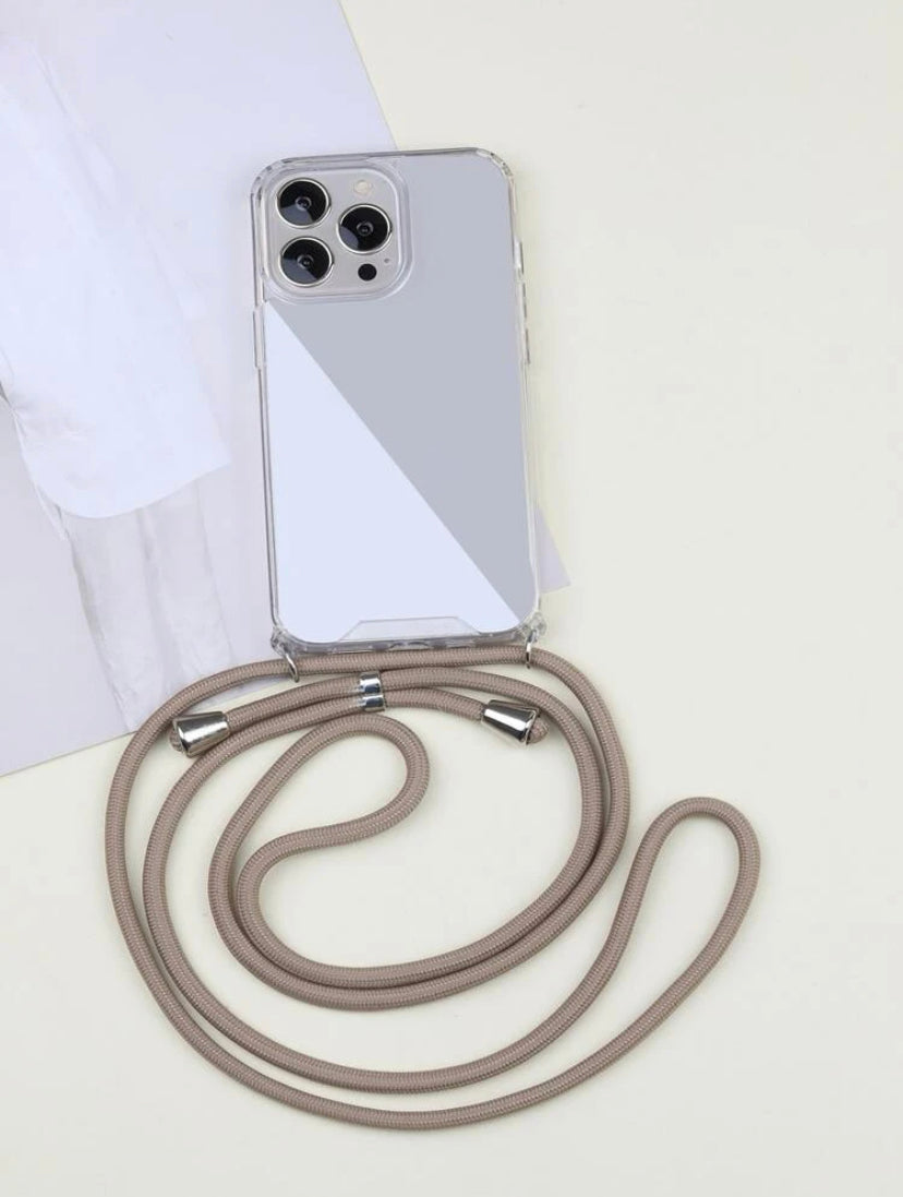 Funda de celular transparente con cordón